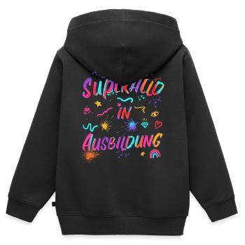 Superheld in Ausbildung - Ich kann das - Kinder Premium Organic Zip Hoodie - Schwarz - Hinten - AI Model Kid Male (0cm)