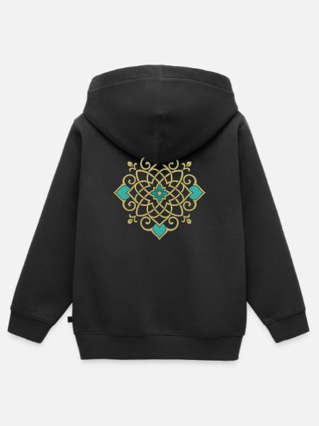 Orientalisches Muster - Kinder Premium Organic Zip Hoodie - Schwarz