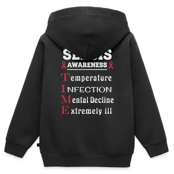 Guide T.I.M.E. de l’éducation sur la septicémie - Sweat Premium à capuche zippé enfant bio - noir - Dos - AI Model Kid Male (0cm)