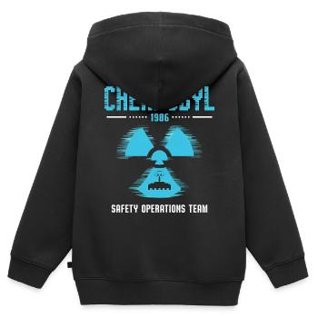Sicherheitsteam Tschernobyl – Lustiges Tschernobyl - Kinder Premium Organic Zip Hoodie - Schwarz - Hinten - AI Model Kid Male (0cm)