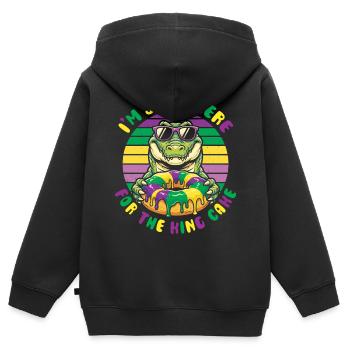 King Cake Mardi Gras Aligator - Kinder Premium Organic Zip Hoodie - Schwarz - Hinten - AI Model Kid Male (0cm)