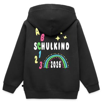 Schulkind 2026 - neon 123 ABC - Kinder Premium Organic Zip Hoodie - Schwarz - Hinten - AI Model Kid Male (0cm)