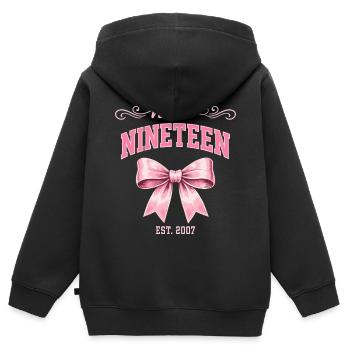 Hallo, neunzehn 19 Jahre alt ist Geburtstagsknoten 2007 - Kinder Premium Organic Zip Hoodie - Schwarz - Hinten - AI Model Kid Male (0cm)