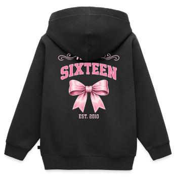 Hallo, sechzehn 16-Jähriger ist Geburtstagsknoten 2010 - Kinder Premium Organic Zip Hoodie - Schwarz - Hinten - AI Model Kid Male (0cm)