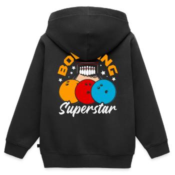 Quilles de boules de superstar du bowling - Sweat Premium à capuche zippé enfant bio - noir - Dos - AI Model Kid Male (0cm)