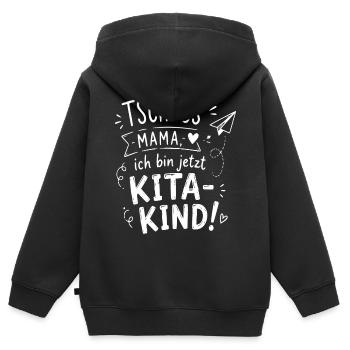 Tschüss Mama Kita-Kind - Kinder Premium Organic Zip Hoodie - Schwarz - Hinten - AI Model Kid Male (0cm)