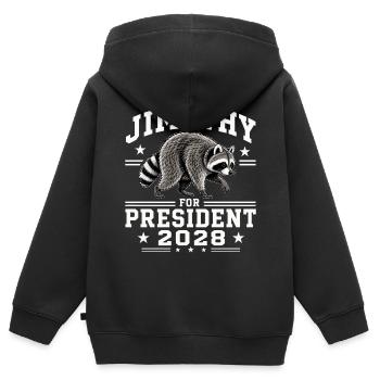 Jimothy zum Präsidenten 2028 - Kinder Premium Organic Zip Hoodie - Schwarz - Hinten - AI Model Kid Male (0cm)