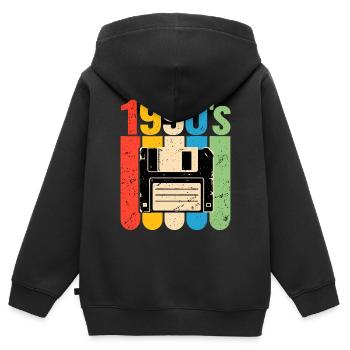 1990er Retro Computer Nostalgie mit Diskette - Kinder Premium Organic Zip Hoodie - Schwarz - Hinten - AI Model Kid Male (0cm)