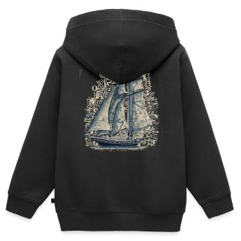 boot - Kinder Premium Organic Zip Hoodie - Schwarz - Hinten - AI Model Kid Male (0cm)