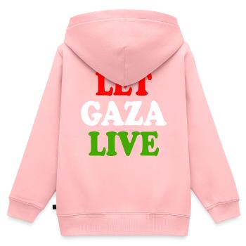 Let gaza live - Sweat Premium à capuche zippé enfant bio - rose - Dos - AI Model Kid Female (0cm)