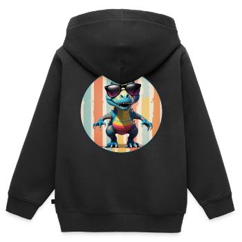 Bébé dinosaure T-Rex portant des lunettes de soleil noires - Sweat Premium à capuche zippé enfant bio - noir - Dos - AI Model Kid Male (0cm)