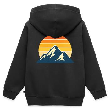 Sonnenaufgang Berge - Kinder Premium Organic Zip Hoodie - Schwarz - Hinten - AI Model Kid Male (0cm)