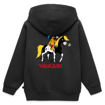 Yakari und Kleiner Donner - Kinder Premium Organic Zip Hoodie - Schwarz - Hinten - AI Model Kid Male (0cm)