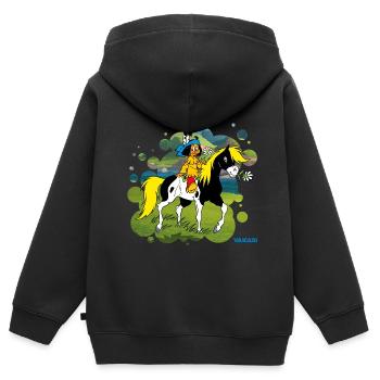 Yakari reitet aus - Kinder Premium Organic Zip Hoodie - Schwarz - Hinten - AI Model Kid Male (0cm)