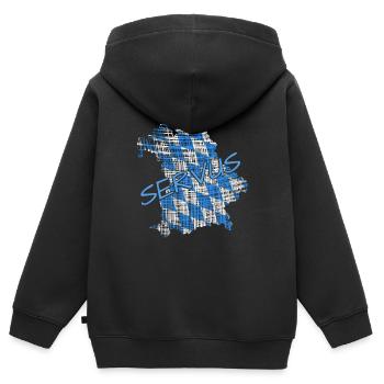 Servus Bayern - Kinder Premium Organic Zip Hoodie - Schwarz - Hinten - AI Model Kid Male (0cm)