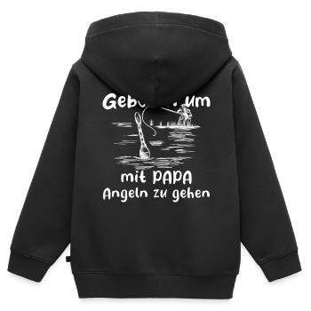 Papa Kleiner Angelpartner Baby Geschenk für Angler - Kinder Premium Organic Zip Hoodie - Schwarz - Hinten - AI Model Kid Male (0cm)