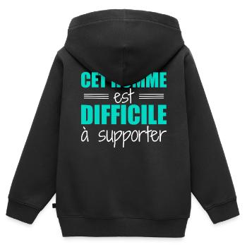 Dieser Mann ist schwer zu ertragen - Kinder Premium Organic Zip Hoodie - Schwarz - Hinten - AI Model Kid Male (0cm)