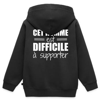 Dieser Mann ist schwer zu ertragen - Kinder Premium Organic Zip Hoodie - Schwarz - Hinten - AI Model Kid Male (0cm)