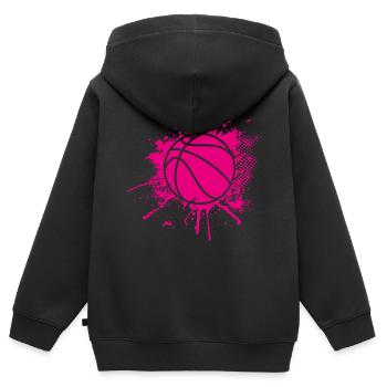Ballsport - Kinder Premium Organic Zip Hoodie - Schwarz - Hinten - AI Model Kid Male (0cm)