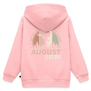 Incomparable depuis août 2018, 6e Anniversaire - Sweat Premium à capuche zippé enfant bio - rose - Dos - AI Model Kid Female (0cm)