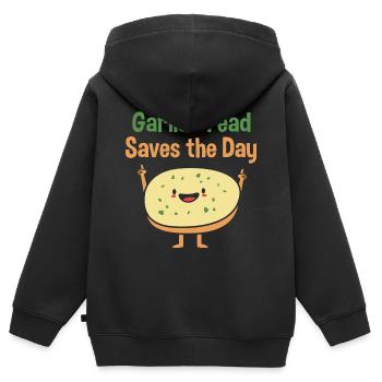 Brot Knoblauch - Kinder Premium Organic Zip Hoodie - Schwarz - Hinten - AI Model Kid Male (0cm)