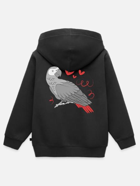 Papagei Grau - Kinder Premium Organic Zip Hoodie - Schwarz