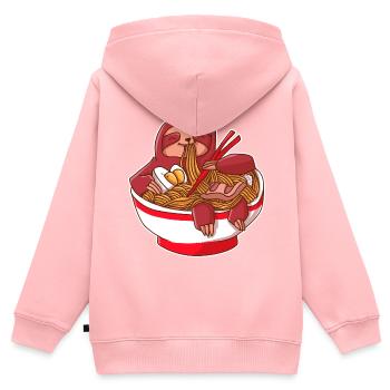 Ramen Kawaii Faultier Anime Otaku Japan Nudeln - Kinder Premium Organic Zip Hoodie - Rosa - Hinten - AI Model Kid Female (0cm)