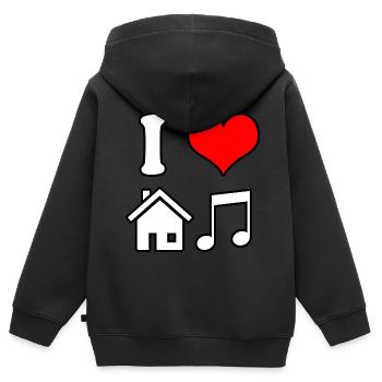 I Love House Music - Kinder Premium Organic Zip Hoodie - Schwarz - Hinten - AI Model Kid Male (0cm)