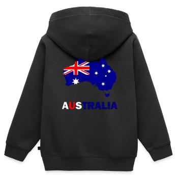 Australia - Kinder Premium Organic Zip Hoodie - Schwarz - Hinten - AI Model Kid Male (0cm)