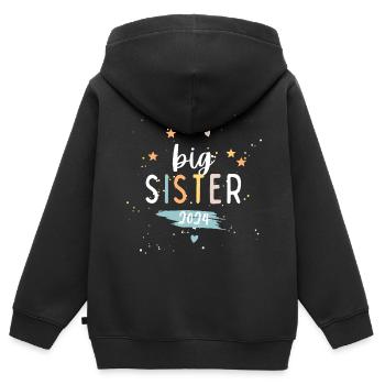 big sister 3 - Kinder Premium Organic Zip Hoodie - Schwarz - Hinten - AI Model Kid Male (0cm)