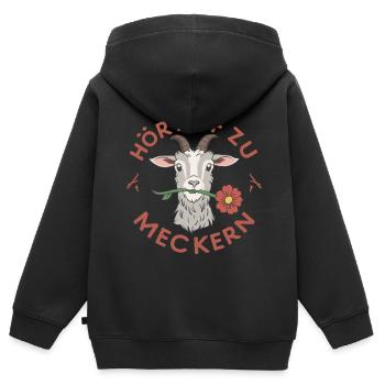 Hör auf zu meckern für eine Frau oder Mädchen - Kinder Premium Organic Zip Hoodie - Schwarz - Hinten - AI Model Kid Male (0cm)