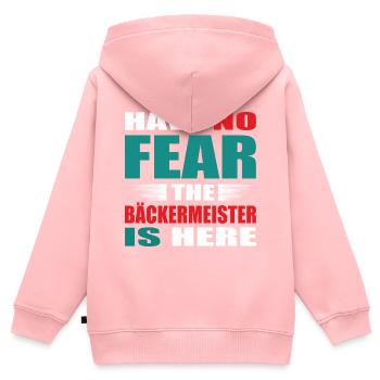 Have no Fear the Bäckermeister is here Outfit - Kinder Premium Organic Zip Hoodie - Rosa - Hinten - AI Model Kid Female (0cm)