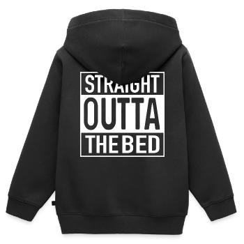 Straight OUTTA THE BED - Kids Premium Organic Zip-up Hoodie - black - Back - AI Model Kid Male (0cm)