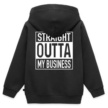 Directement OUTTA MON entreprise - Sweat Premium à capuche zippé enfant bio - noir - Dos - AI Model Kid Male (0cm)