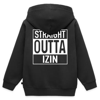 Straight OUTTA Izin - Kinder Premium Organic Zip Hoodie - Schwarz - Hinten - AI Model Kid Male (0cm)
