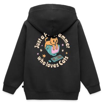 Nur ein Programmierer, der Katzen liebt - Kinder Premium Organic Zip Hoodie - Schwarz - Hinten - AI Model Kid Male (0cm)