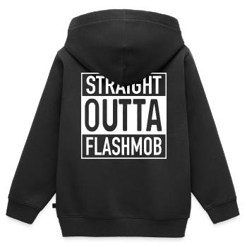 Straight OUTTA Flashmob - Kinder Premium Organic Zip Hoodie - Schwarz - Hinten - AI Model Kid Male (0cm)