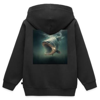 Wels Warrior - Kinder Premium Organic Zip Hoodie - Schwarz - Hinten - AI Model Kid Male (0cm)