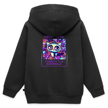 Katzenparadies - Niedlich und verspielt - Kinder Premium Organic Zip Hoodie - Schwarz - Hinten - AI Model Kid Male (0cm)