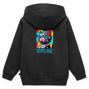 Der futuristische Katzenprint von Robot Cat - Kinder Premium Organic Zip Hoodie - Schwarz - Hinten - AI Model Kid Male (0cm)
