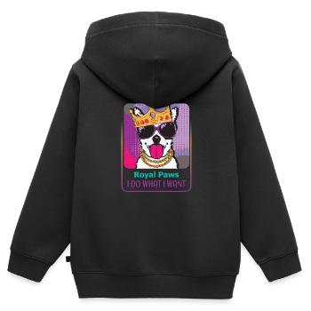 Hartnäckiger Hundekönig - Kinder Premium Organic Zip Hoodie - Schwarz - Hinten - AI Model Kid Male (0cm)