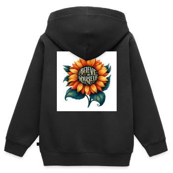Glaub an dich selbst Sunflower Design - Kinder Premium Organic Zip Hoodie - Schwarz - Hinten - AI Model Kid Male (0cm)