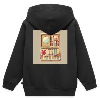 Vintage Make-up Palette Illustration - Kinder Premium Organic Zip Hoodie - Schwarz - Hinten - AI Model Kid Male (0cm)