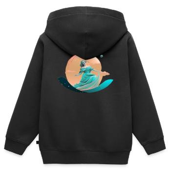 deesse venus - Sweat Premium à capuche zippé enfant bio - noir - Dos - AI Model Kid Male (0cm)
