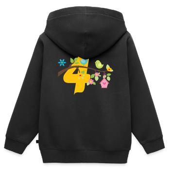 Birthday number 4 bird birdie bird family - Kids Premium Organic Zip-up Hoodie - black - Back - AI Model Kid Male (0cm)