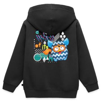 Furby A Mind Of It's Own Bunt - Kinder Premium Organic Zip Hoodie - Schwarz - Hinten - AI Model Kid Male (0cm)