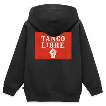 Tango Libre - Kids Premium Organic Zip-up Hoodie - black - Back - AI Model Kid Male (0cm)