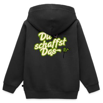 Du schaffst das - Kinder Premium Organic Zip Hoodie - Schwarz - Hinten - AI Model Kid Male (0cm)