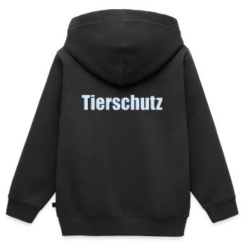 Schriftzug Tierschutz - Kinder Premium Organic Zip Hoodie - Schwarz - Hinten - AI Model Kid Male (0cm)