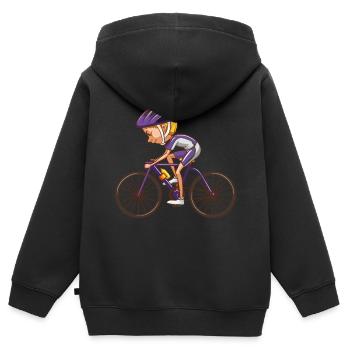 Fahrrad - Kinder Premium Organic Zip Hoodie - Schwarz - Hinten - AI Model Kid Male (0cm)